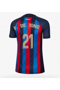 Fotbalové Dres Barcelona Frenkie de Jong #21 Dámské Domácí Oblečení 2022-23 Krátký Rukáv